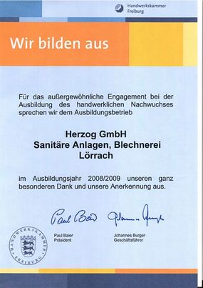 Herzog GmbH Lörrach - Zertifikate